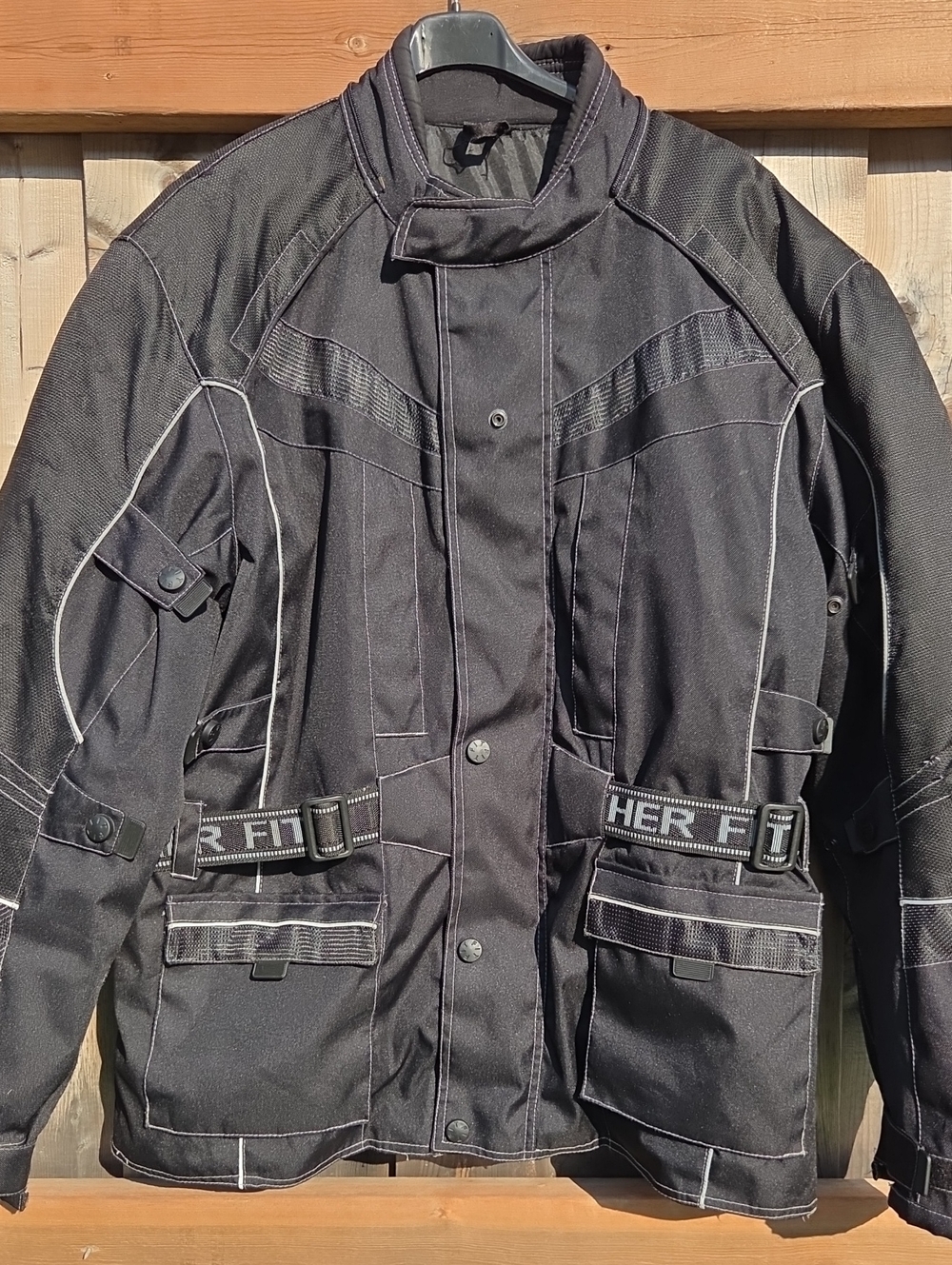 Men's Black Performance Motorcycle Jacket with Adjustable Fit